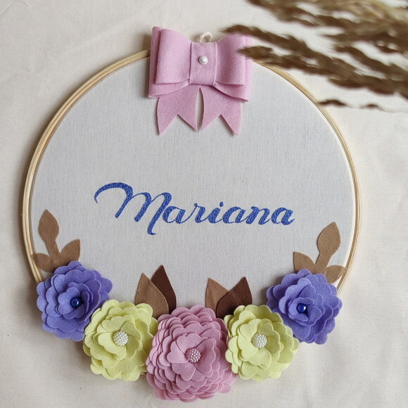 Porta Maternidade bordado decoração  Floral