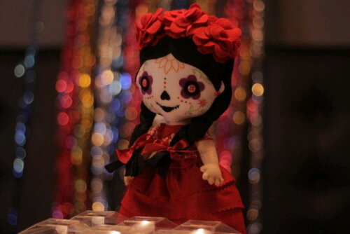 Boneca Caveira Mexicana de feltro