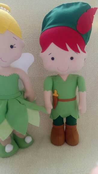 Bonecos Sininho e peter pan de feltro