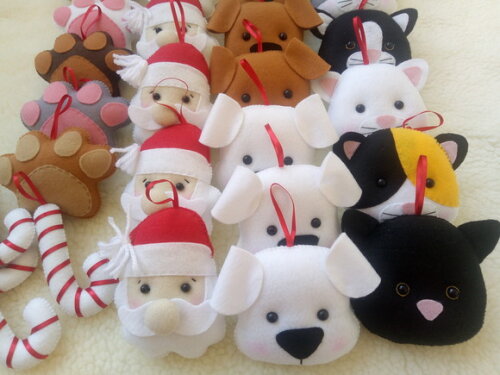 Enfeites de Árvore de Natal cachorrinho/gatinhos/papai noel