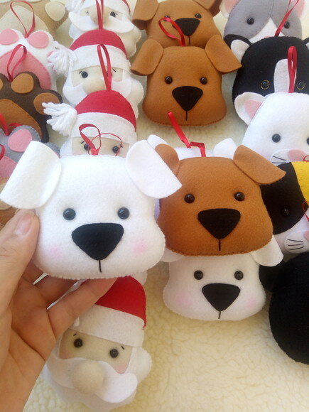 Enfeites de Árvore de Natal cachorrinho/gatinhos/papai noel