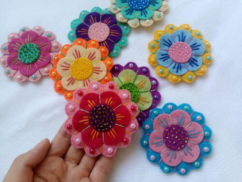 apliques Flor Mandala de Feltro (10 unidades)