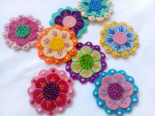apliques Flor Mandala de Feltro (10 unidades)