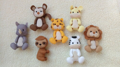 Kit Animais da Floresta e Safári de Feltro para Decoração