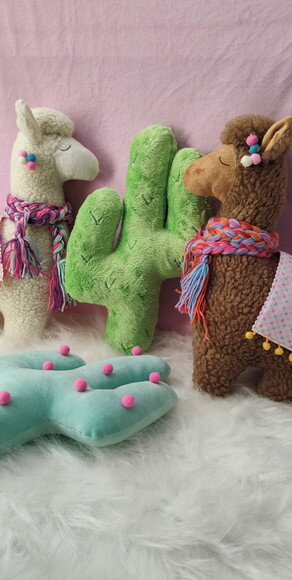 Kit Decoração Almofada Lhama e Cacto 4 Peças