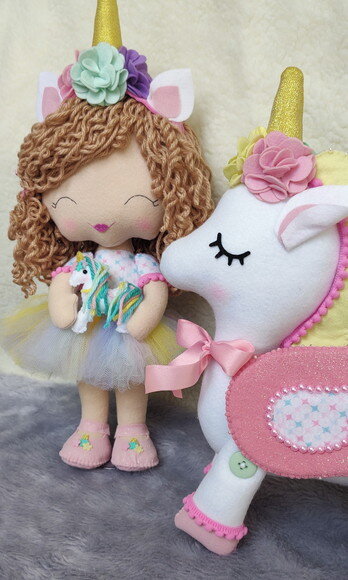 Kit Decoração Festa Unicórnio Boneca Cacheada