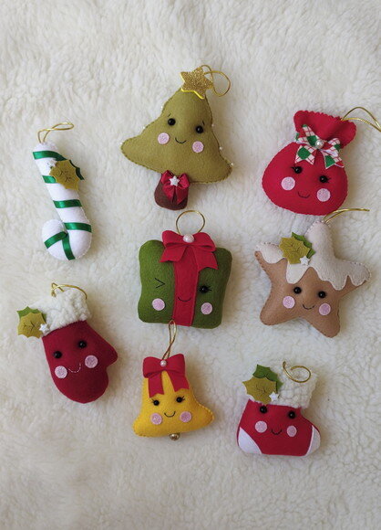 Kit Pingente classicos de Árvore de Natal de Feltro