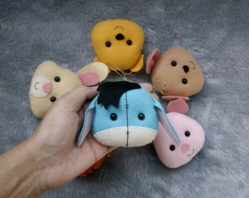 Kit Pingentes Arvore de Natal Ursinho Pooh de Feltro