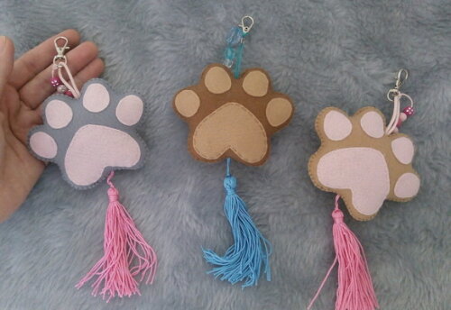 Chaveiro Patinha pet de Feltro 5 unidades