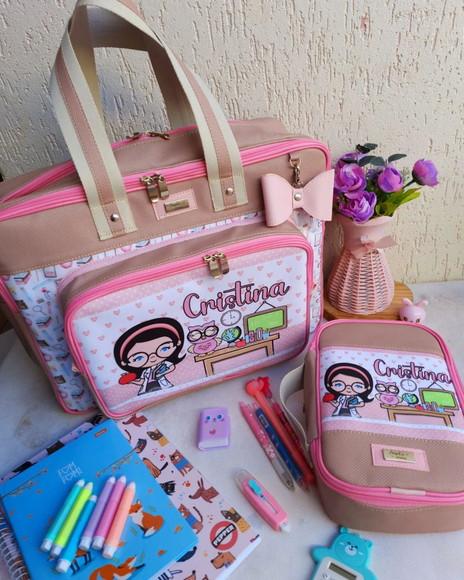Bolsa 3 Divisões + Estojo K Material Sintético Delicate