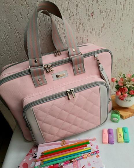 Bolsa 3 Divisões + Estojo K Material Sintético Delicate