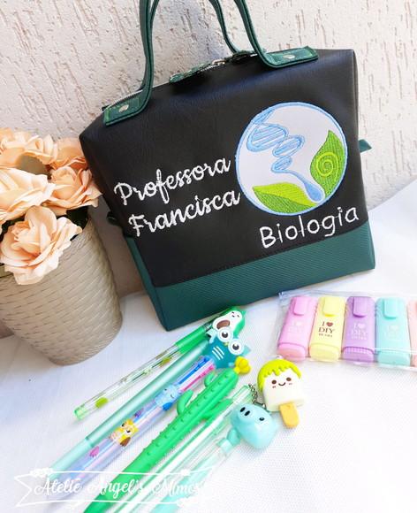 Bolsa 3 divisões + frasqueira box couro sintético profissões