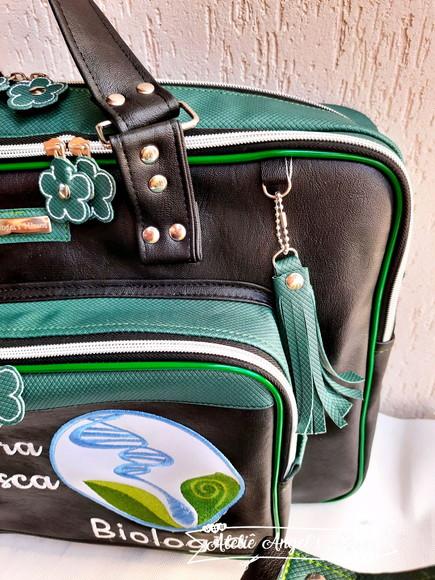 Bolsa 3 divisões + frasqueira box couro sintético profissões