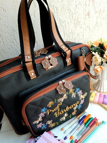 Bolsa 3 divisões material sintético borboletas