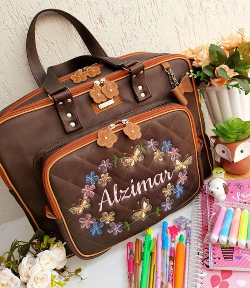Bolsa 3 divisões material sintético borboletas