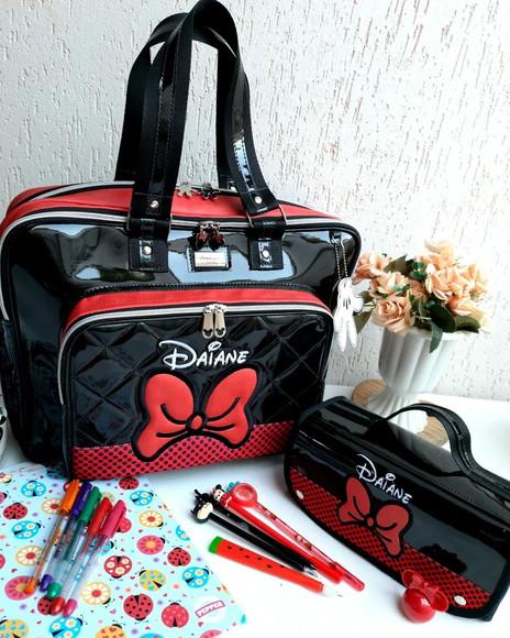 Bolsa 3 Divisões Minnie + Estojo 4 Divisões