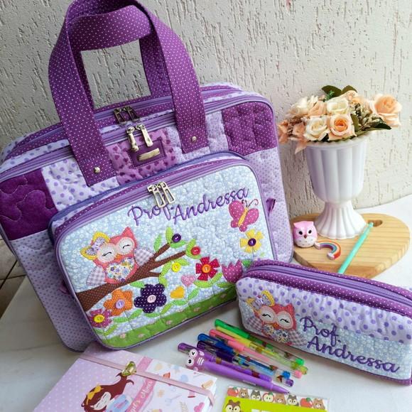 Bolsa Bolsa 3 Divisões + Estojo Corujinha