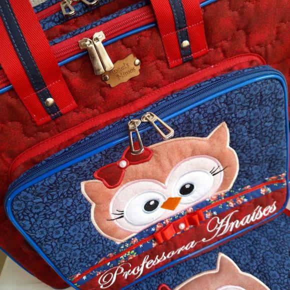 Bolsa Bolsa 3 Divisões + Capa Notebook Corujinha