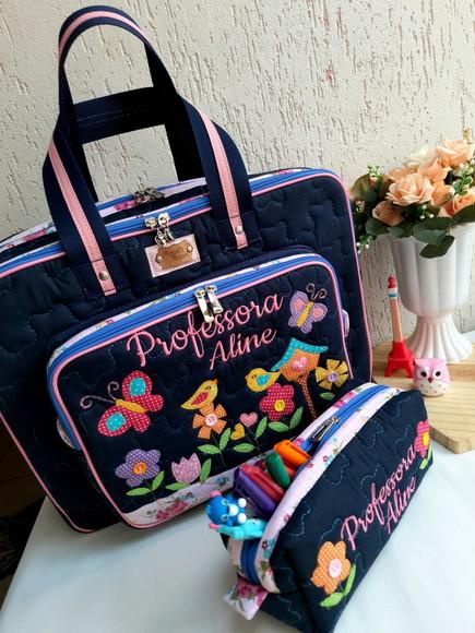 Bolsa Bolsa 3 Divisões + Estojo Jardim Encantado