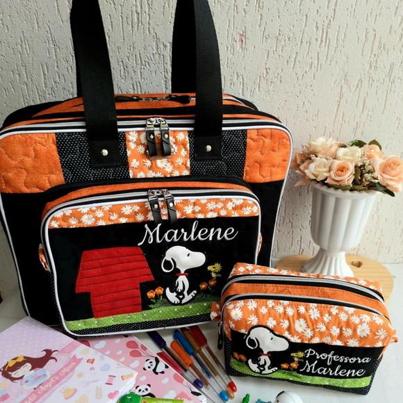 Bolsa Bolsa 3 Divisões +estojo Duplo Snoopy