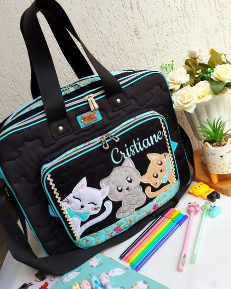 Bolsa Bolsa 3 Divisões com Alça Transversal Gatinhos