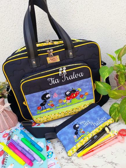 Bolsa Bolsa 3 Divisões com Alça Transversal e Estojo