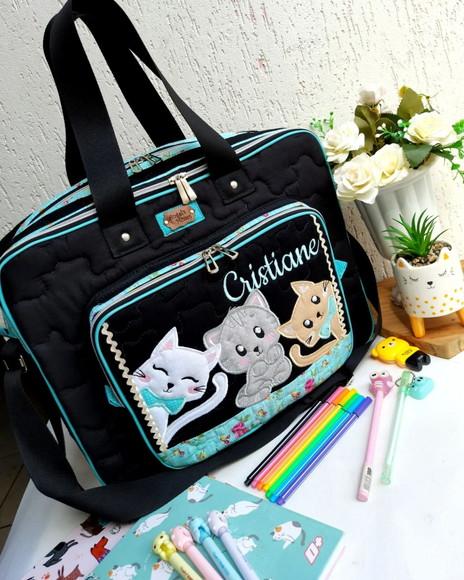Bolsa Bolsa 3 Divisões com Alça Transversal Gatinhos