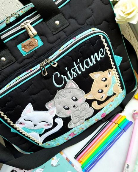 Bolsa Bolsa 3 Divisões com Alça Transversal Gatinhos