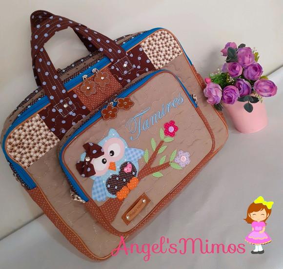 Bolsa bolsa 3 divisões corujinha