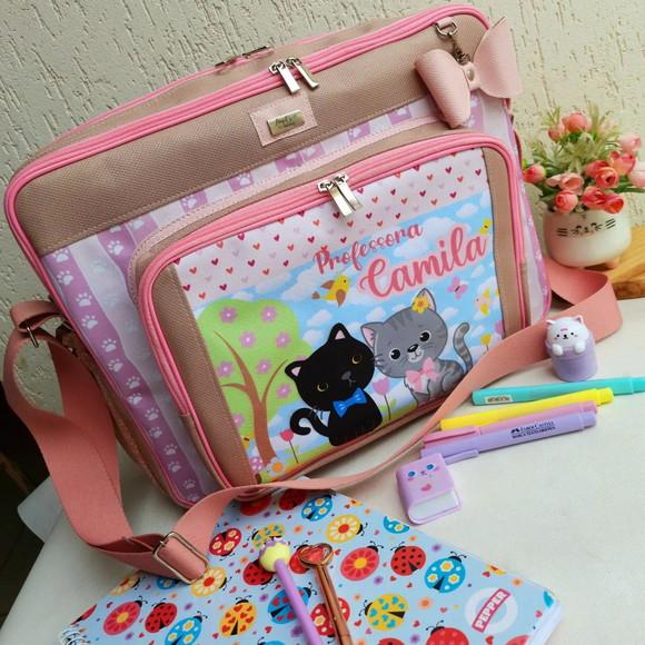 Bolsa Bolsa 3 Divisões e Estojo Box G Gatinhos