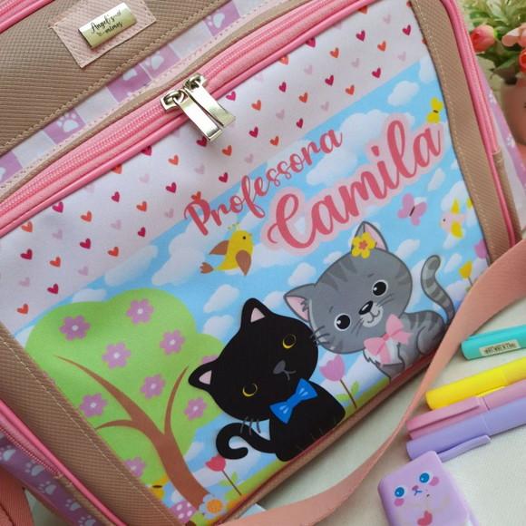 Bolsa Bolsa 3 Divisões e Estojo Box G Gatinhos