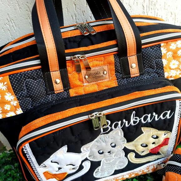 Bolsa Bolsa 3 Divisões Gatinhos e Estojo Box