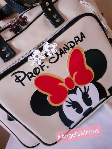 Bolsa Minnie + frasqueira box couro sintético bege