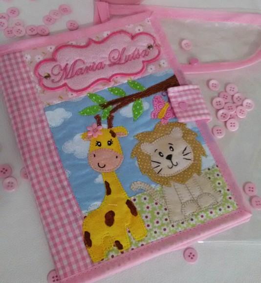 Capa Carteira de vacina + capa plástica Safari menina