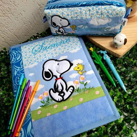 Capa de caderno +estojo snoopy