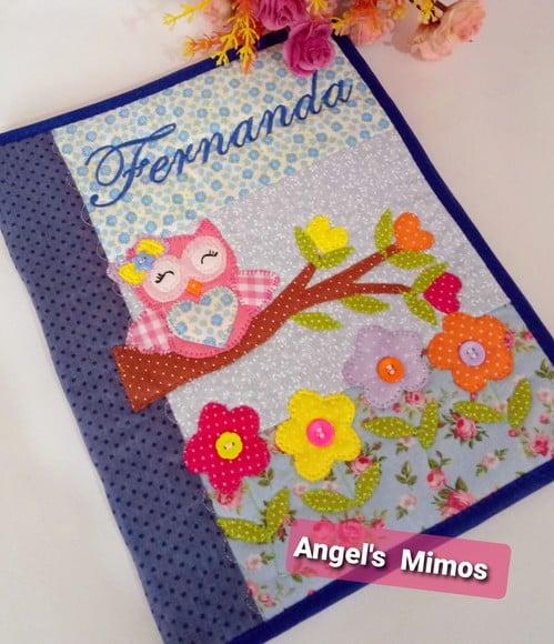 Capa de caderno coruja Azul