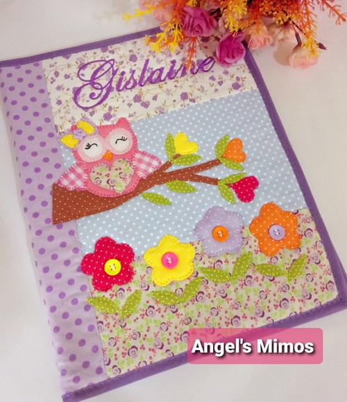 Capa de caderno coruja Lilas