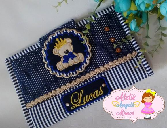 Capa de carteira de vacina Urso principe