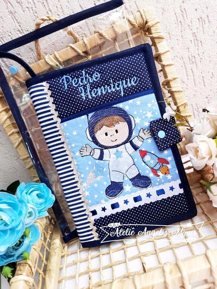Capa para carteira de vacina Astronauta +capa protetora