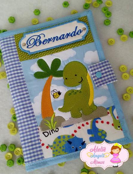 Capa para carteira de vacinação + fralda de boca Dinossauro