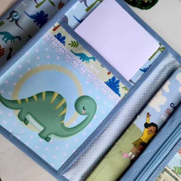 Capa para Carteira de Vacinação com Bolsos Dinossauro