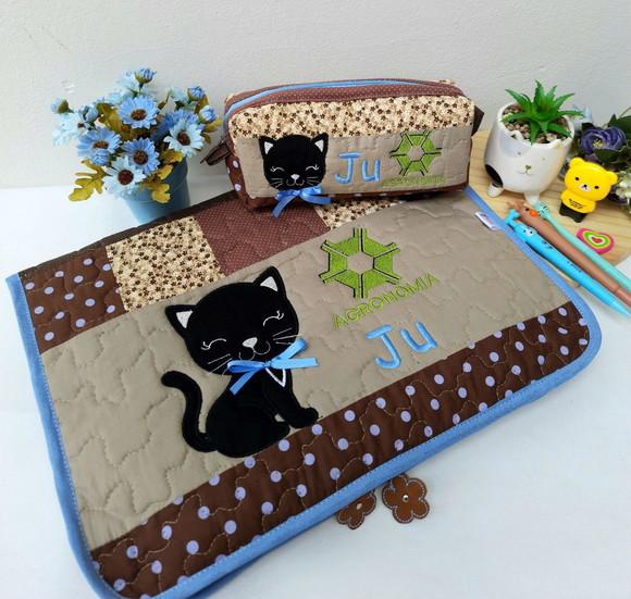 Capa para notebook e estojo Box Gatinho