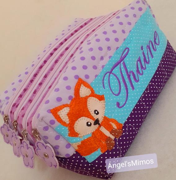 Estojo box 4 divisões raposinha