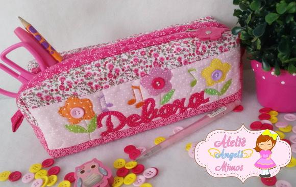 Estojo Box flores e notas musicais