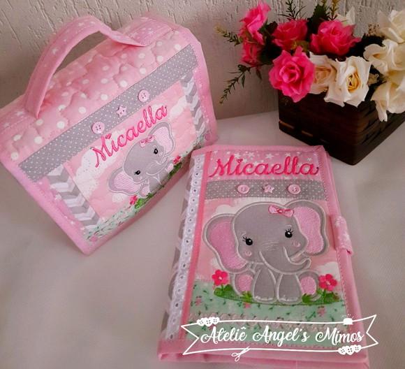 Kit baby porta fraldas/lenço/ pomada + capa de carteira de v