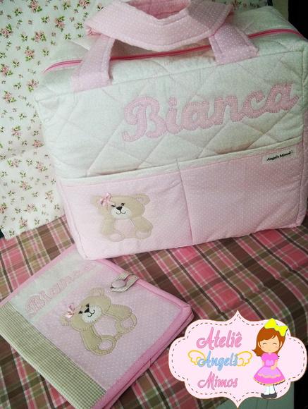 Kit Bolsa + Carteira de vacina Ursinha