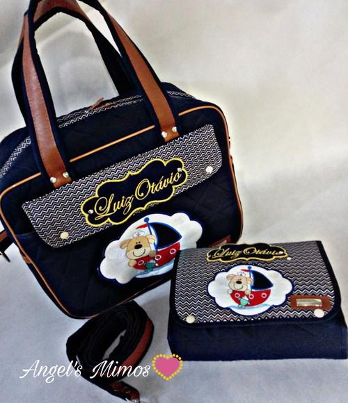Kit Bolsa + porta fraldas/Lenço