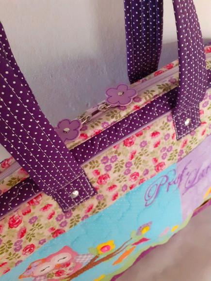 Kit bolsa +frasqueira coruja roxa