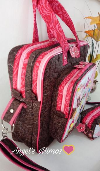 kit bolsa bolsa 3 divisões + estojo Corujinha