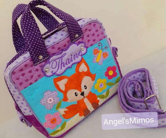 kit bolsa bolsa 3 divisões + estojo 4 divisões e lancheira